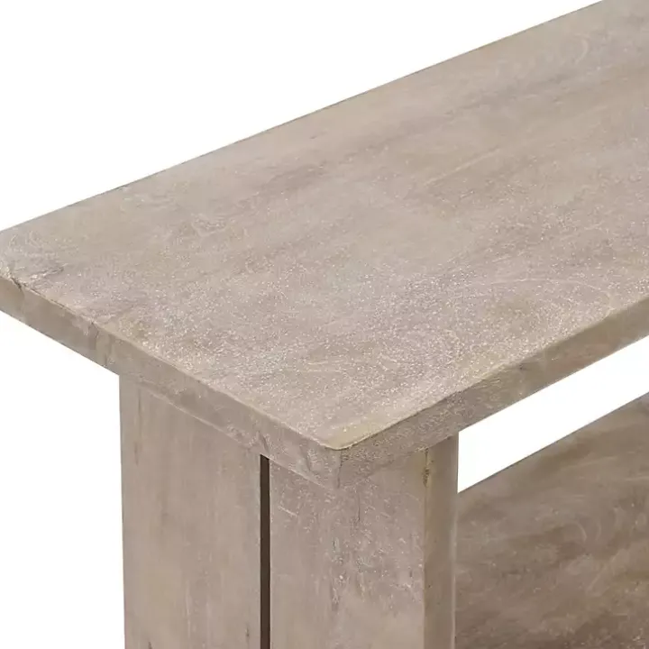 Natural Rustic Whitewashed Mango Wood Bench