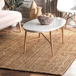 Natural Solid Addy Area Rug, 5x8