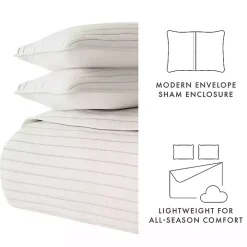Natural Stitched Stripes 3-pc. Queen Quilt Set