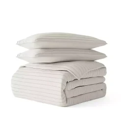 Natural Stitched Stripes 3-pc. King Quilt Set