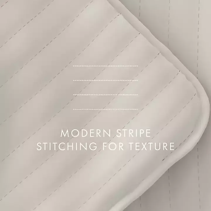 Natural Stitched Stripes 3-pc. King Quilt Set