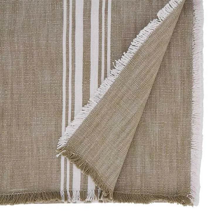 Natural Striped Fringe Table Runner, 72 in.