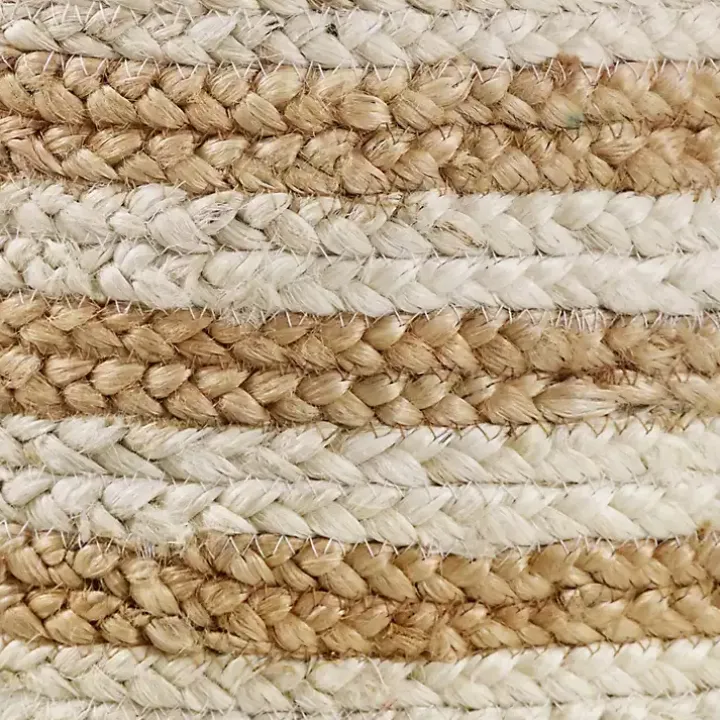 Natural Striped Jute Basket with Handles, 19 in.