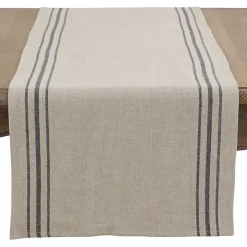 Natural Striped Linen Table Runner