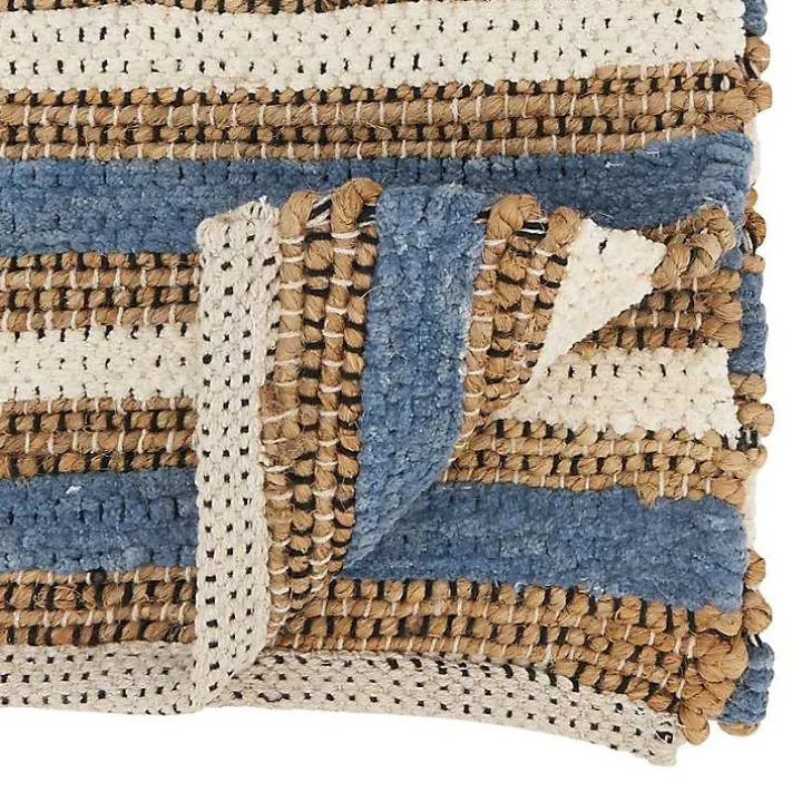 Natural Tan and Blue Striped Table Runner