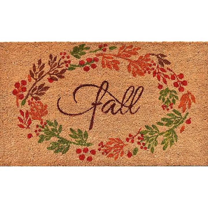 Natural Tan Coir Fall Foliage Doormat