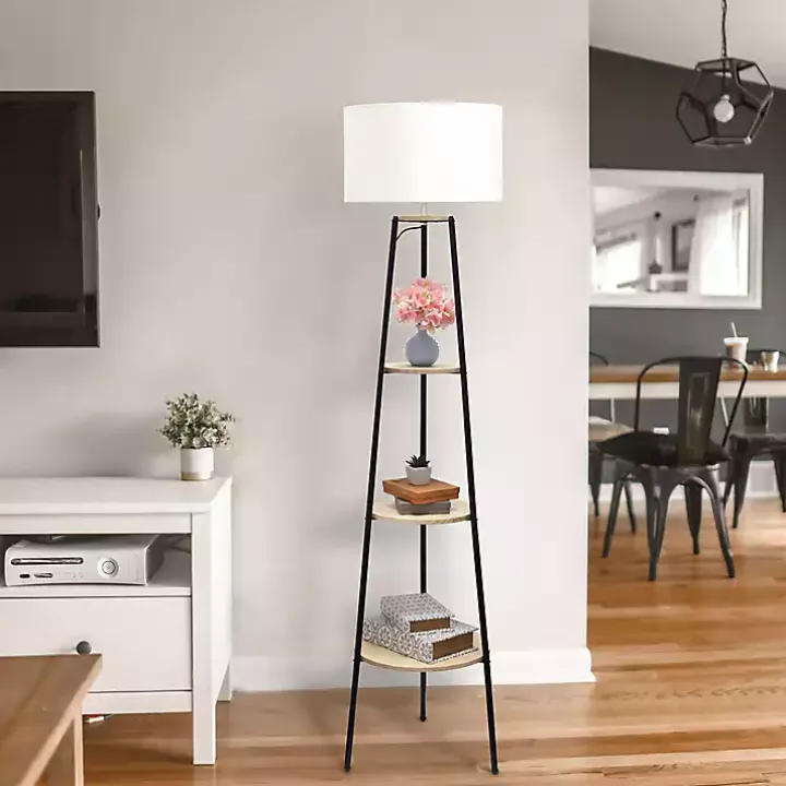 Natural 3-Tier Tripod Floor Lamp