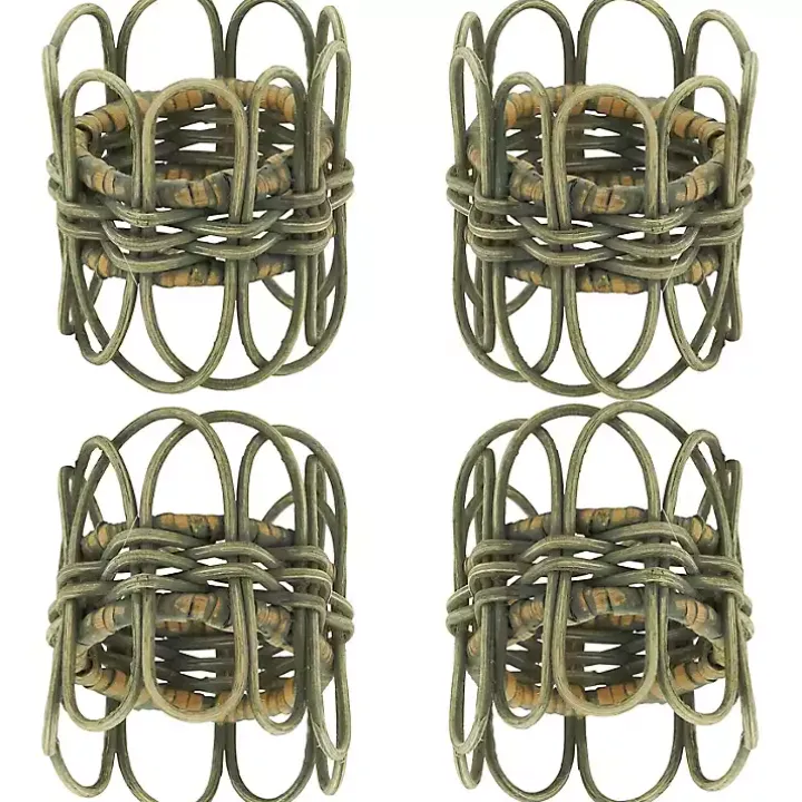 Natural Twisted Rattan Napkin Rings, Set of 4