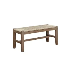 Natural Twisted Seagrass and Wood Bench