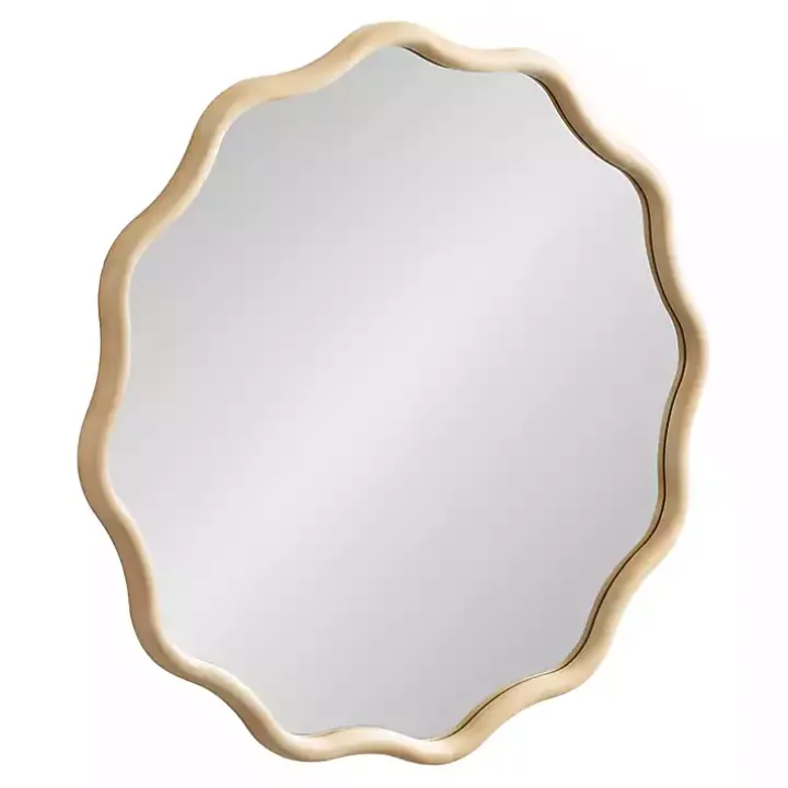 Natural Wavy Scallop Round Wall Mirror