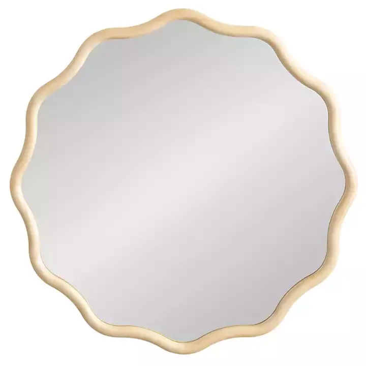 Natural Wavy Scallop Round Wall Mirror