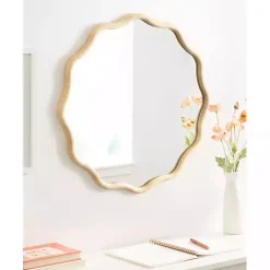 Natural Wavy Scallop Round Wall Mirror