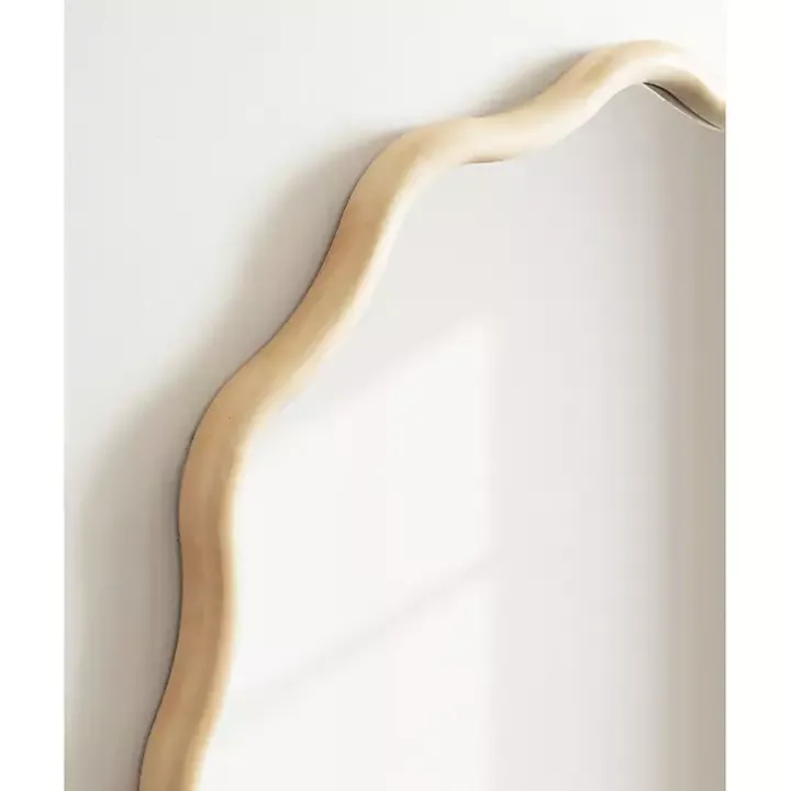 Natural Wavy Scallop Round Wall Mirror