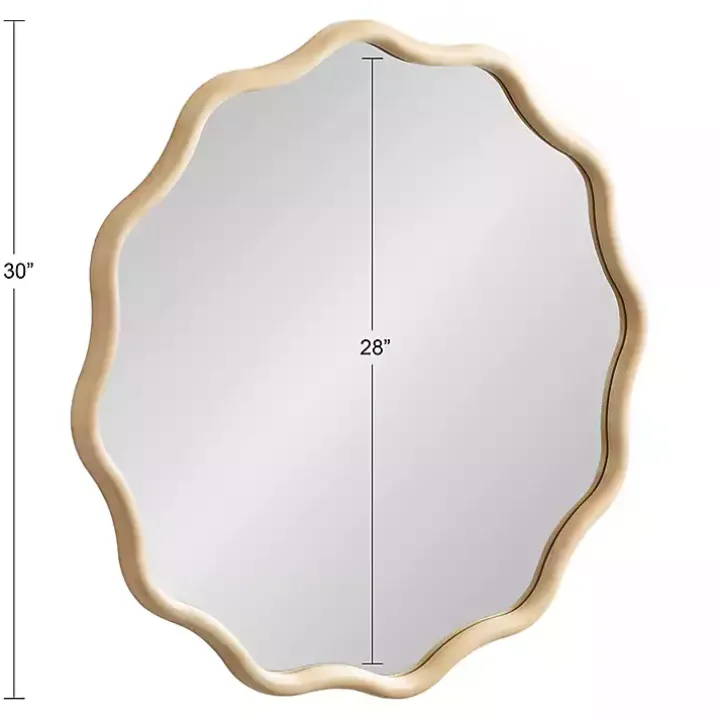 Natural Wavy Scallop Round Wall Mirror