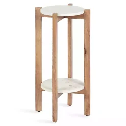 Natural Wood and Marble Moxley Accent Table