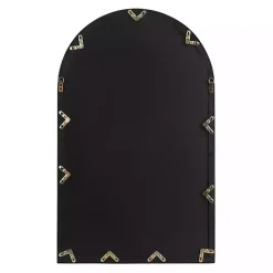 Natural Wood and Metal Arch Windowpane Wall Mirror