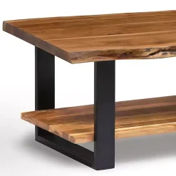 Natural Wood and Metal Coffee Table