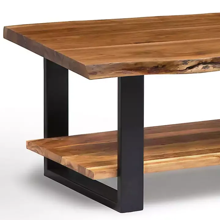 Natural Wood and Metal Coffee Table