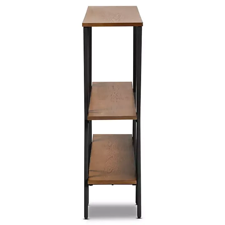 Natural Wood and Metal 3-Tier Console Table