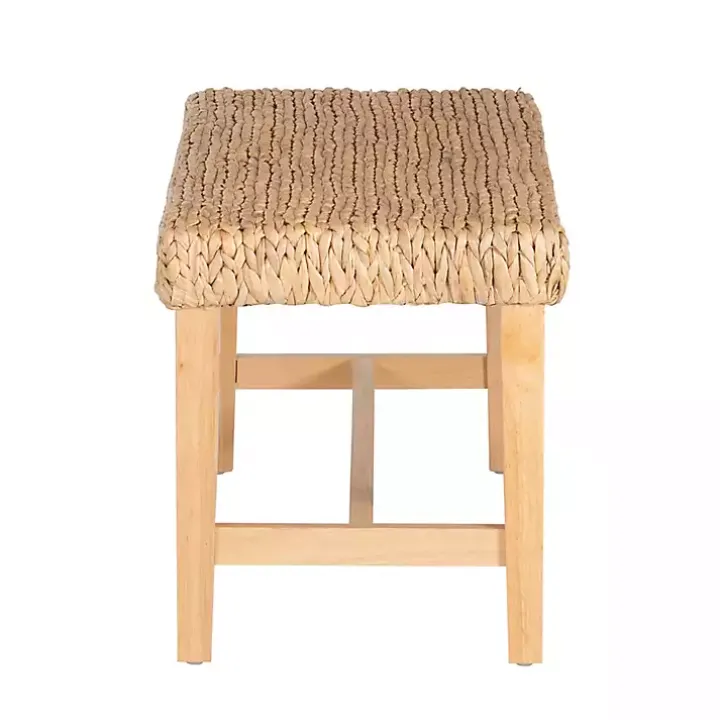 Natural Wood and Woven Hyacinth Bench