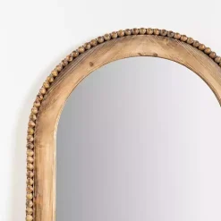 Natural Wood Beaded Arch Leaner Mirror