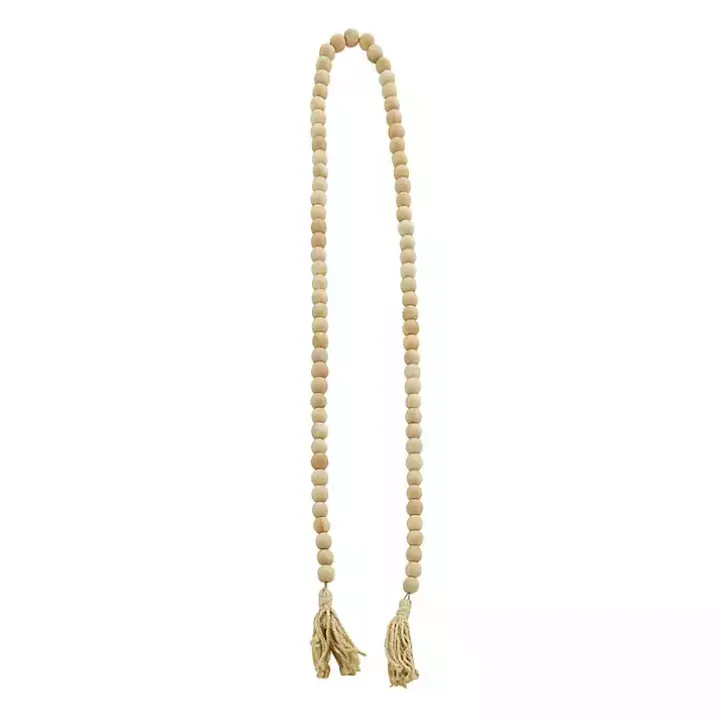 Natural Wood Beaded Tassel Garland