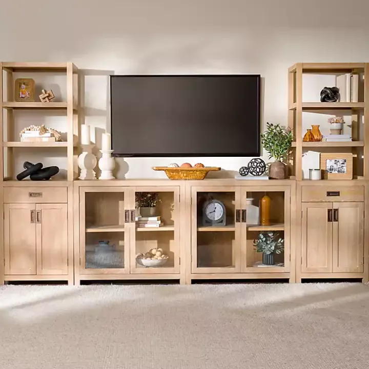 Natural Wood Bookcase Modular Cabinet
