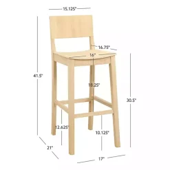 Natural Wood Devin Bar Stools, Set of 2