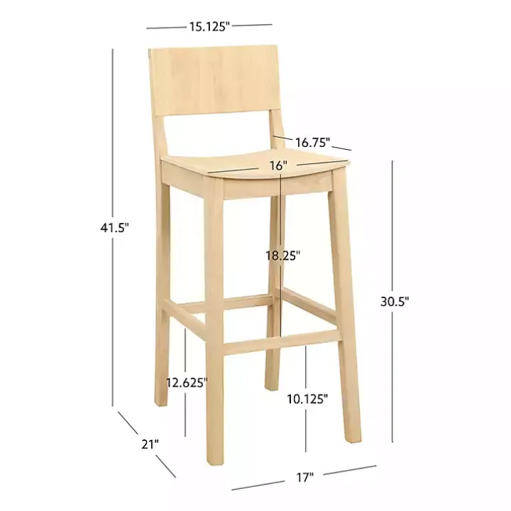 Natural Wood Devin Bar Stools, Set of 2