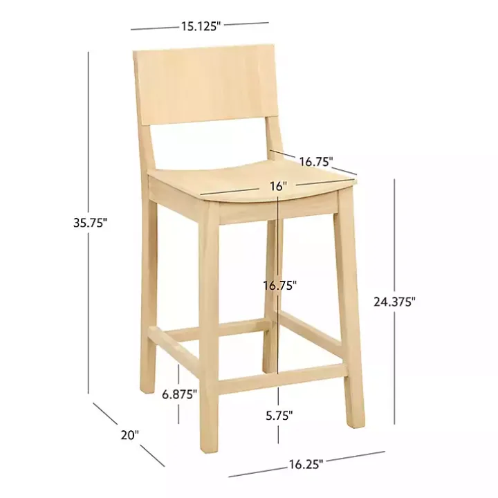 Natural Wood Devin Counter Stools, Set of 2