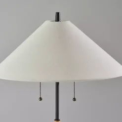 Natural Wood Flare Two-Bulb Table Lamp