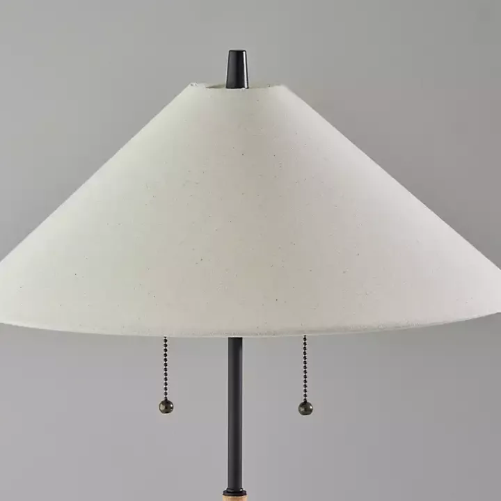 Natural Wood Flare Two-Bulb Table Lamp