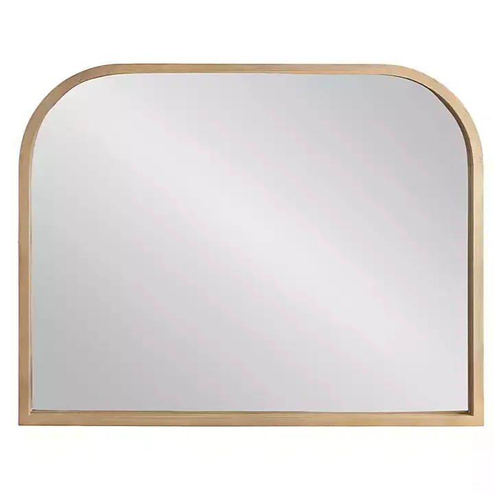 Natural Wood Frame Arch Wall Mirror