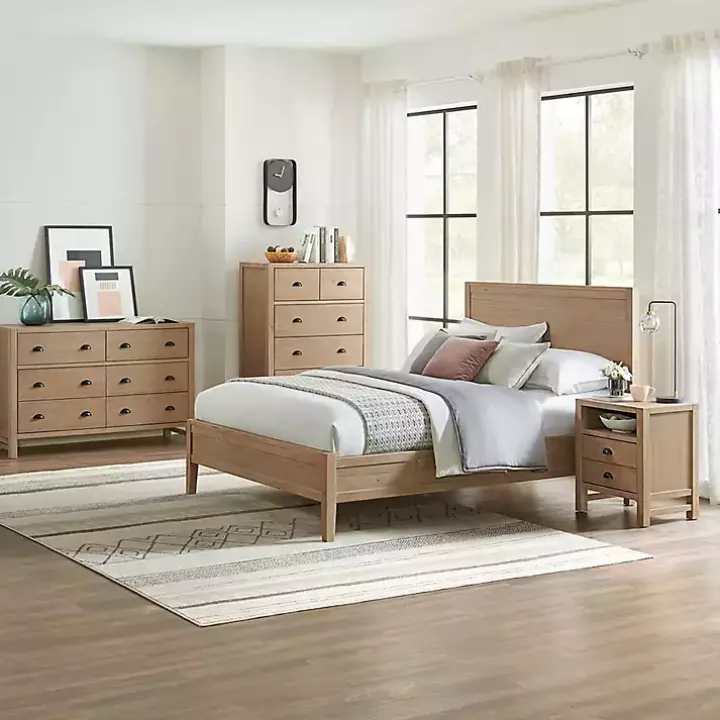 Natural Wood Grain Open Storage Nightstand