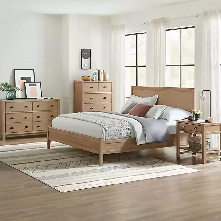 Natural Wood Grain Panel King Bed