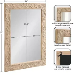 Natural Wood Ornate Carved Wall Mirror
