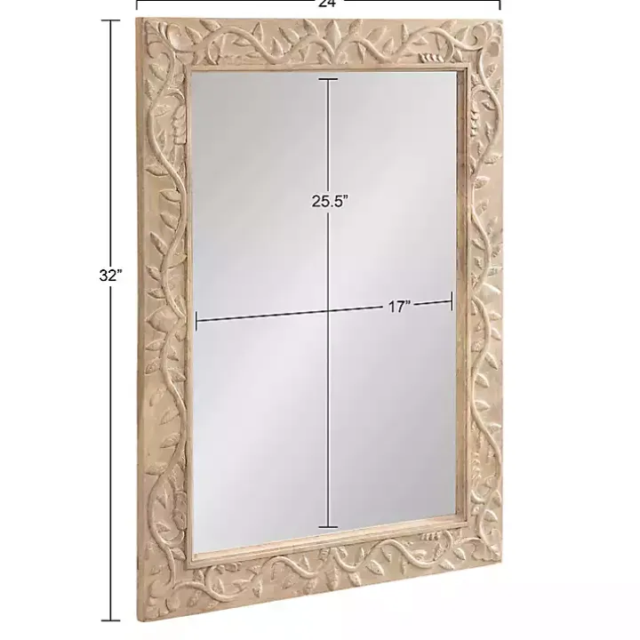 Natural Wood Ornate Carved Wall Mirror