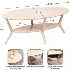 Natural Wood Oval Nile Coffee Table