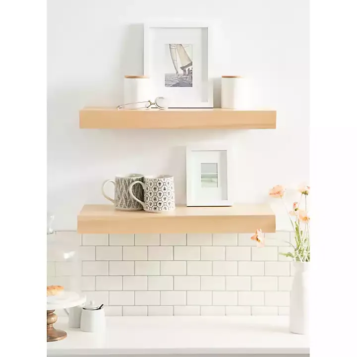 Natural Wood 2-pc. Floating Shelves, 24 in.