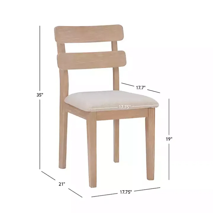 Natural Wood Slatted Back Dining Chairs, Set of 2