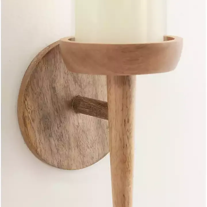 Natural Wood Torch Sconce