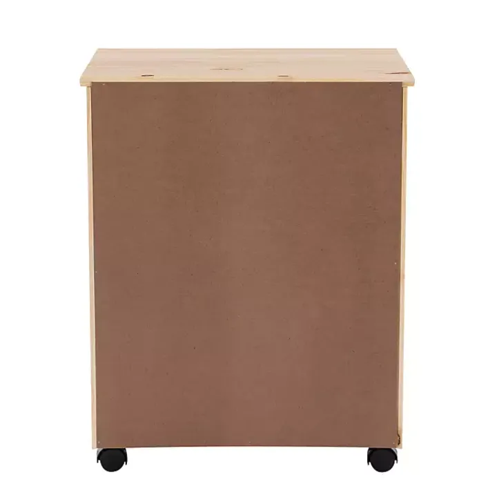 Natural Wood Wide 6-Drawer Cary Storage Cart