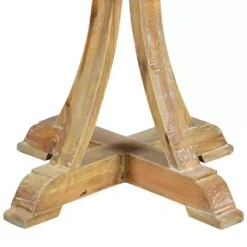 Natural Wooden Arched Base Round Top Accent Table