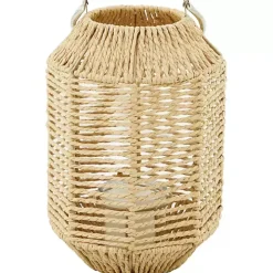 Natural Woven Lantern with Glass Holder, 12in.