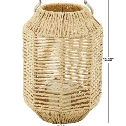 Natural Woven Lantern with Glass Holder, 12in.
