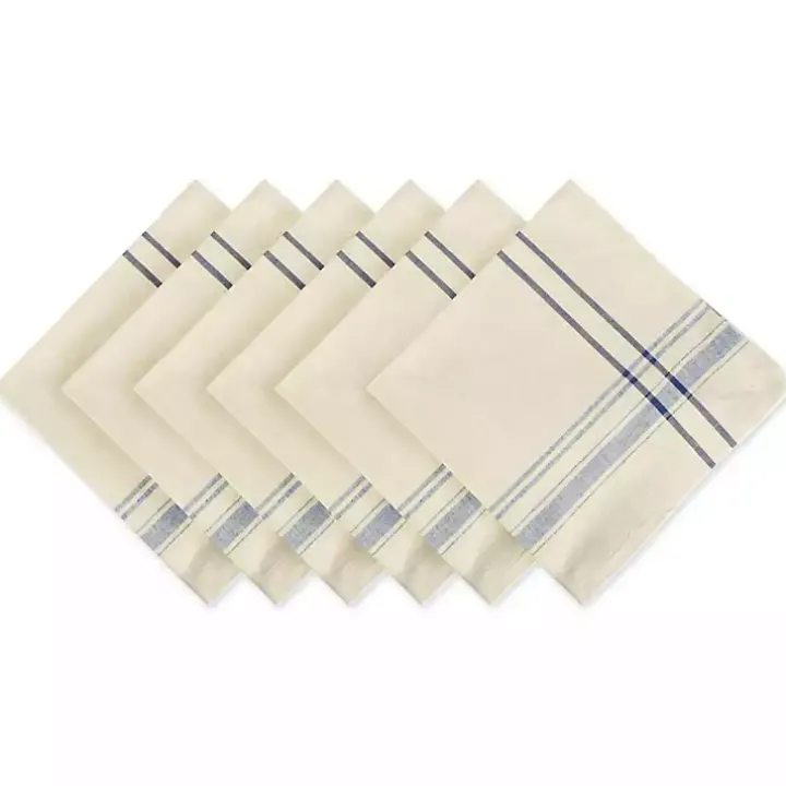Nautical Blue French Stripe Napkins, Set of 6