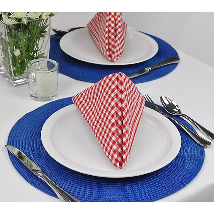 Nautical Blue Solid Round Placemats, Set of 6