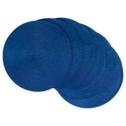Nautical Blue Solid Round Placemats, Set of 6