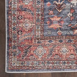 Navy & Brick Botanical Washable Area Rug, 5x7