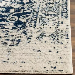 Navy and Cream Madison Distressed Area Rug, 8x10